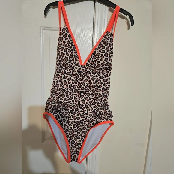 Popvil Leopard Print Swimsuit with Neon Trim - Picture 1 of 2